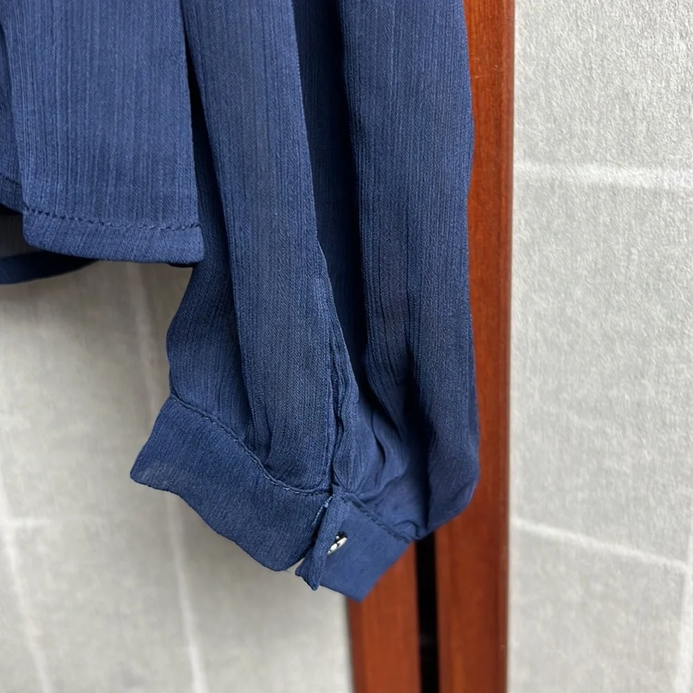 Tie-neck One Shoulder Top In Navy size S - Picture 5 of 8